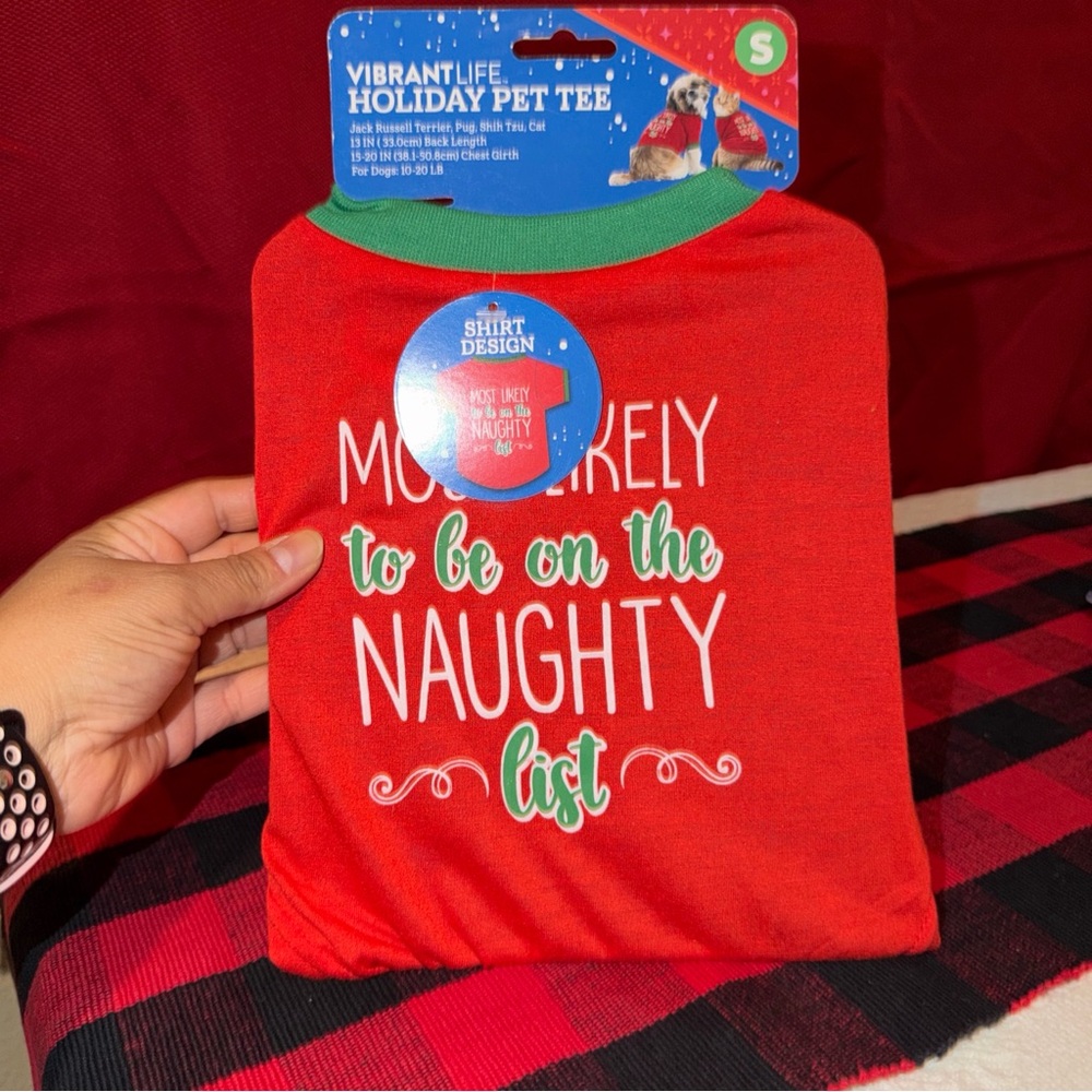 Adidas Red and Green Holiday Pet Tee